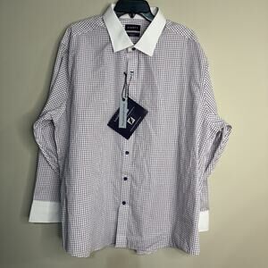 STANTT Men's Red And Navy Tattersall Size Renwick Fit 19-33/34 New